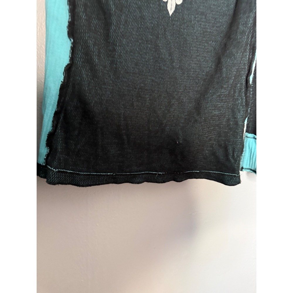 Sinful by Affliction Y2K Thermal Reversible Glitter Heart Turquoise & black top - Picture 12 of 16